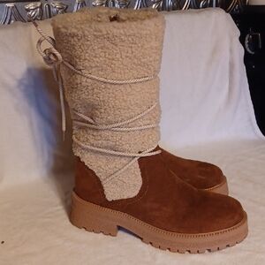Cozy Tan Shearling Boots LifeStride Sarataga Cold Weather Snow Boots Size 40